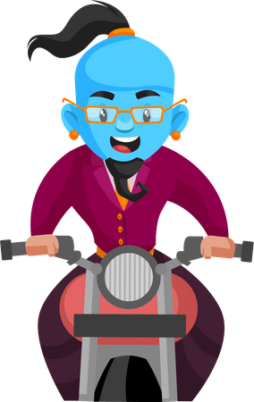 Genio andando en bicicleta  Ilustración