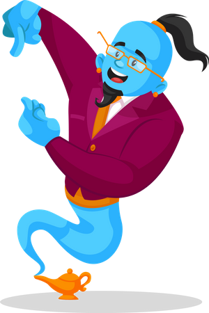 Genio haciendo magia  Ilustración
