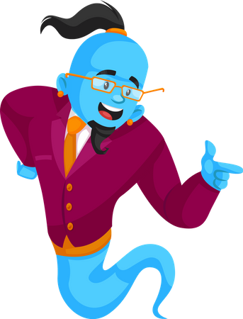 Genio señalando con el dedo  Ilustración