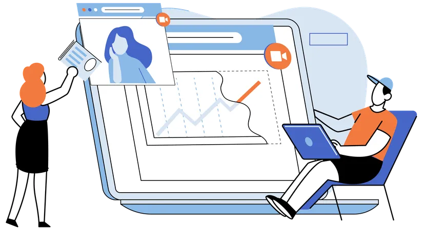 Gens d'affaires faisant une réunion en ligne  Illustration