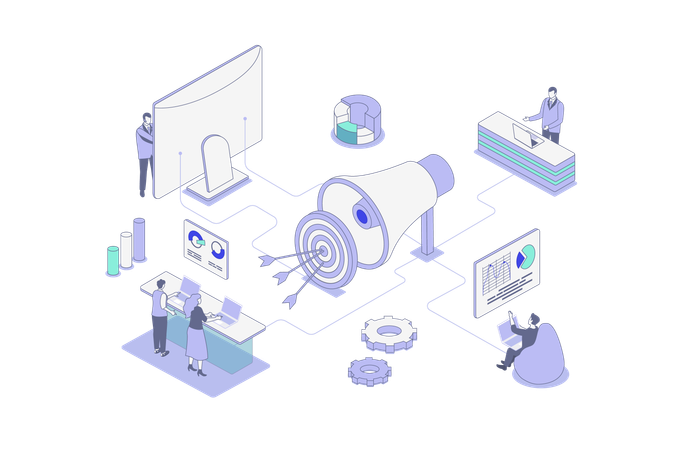 Gens d'affaires faisant du marketing numérique  Illustration