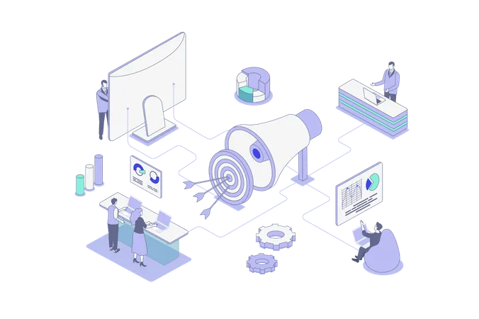 Gens d'affaires faisant du marketing numérique  Illustration