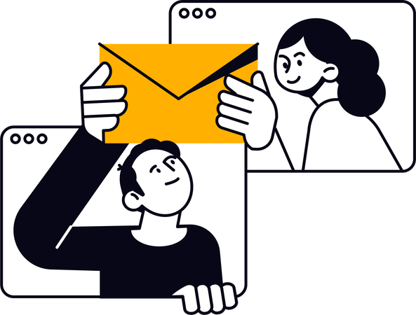 Gens d'affaires faisant du marketing par courrier électronique  Illustration