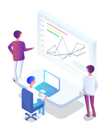 Gens d'affaires regardant l'analyse  Illustration