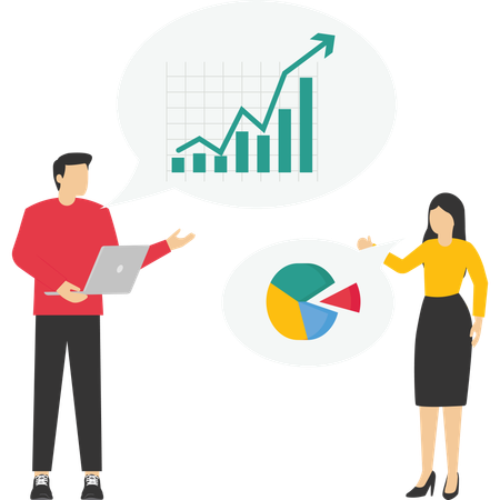 Gens d'affaires discutant de l'analyse commerciale  Illustration