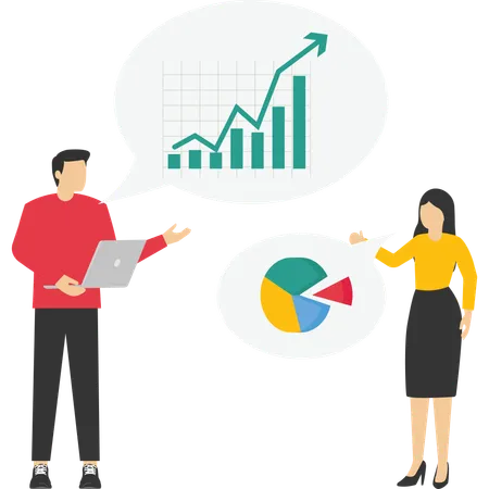 Gens d'affaires discutant de l'analyse commerciale  Illustration