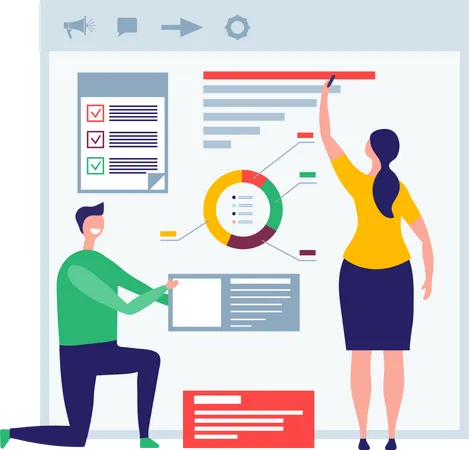 Gens d'affaires effectuant une analyse  Illustration