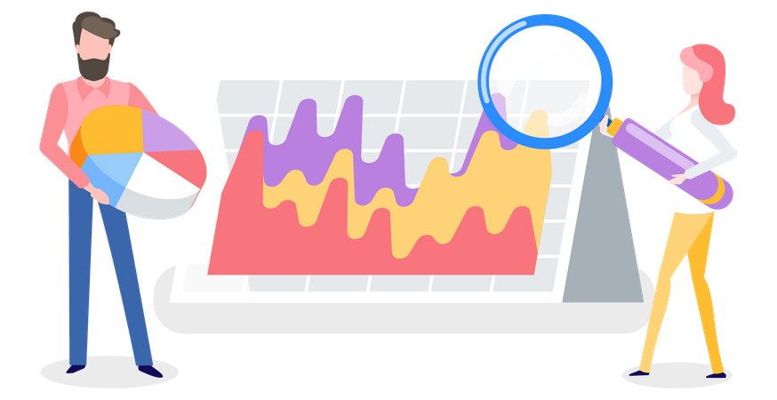 Gens d'affaires effectuant une analyse de données  Illustration