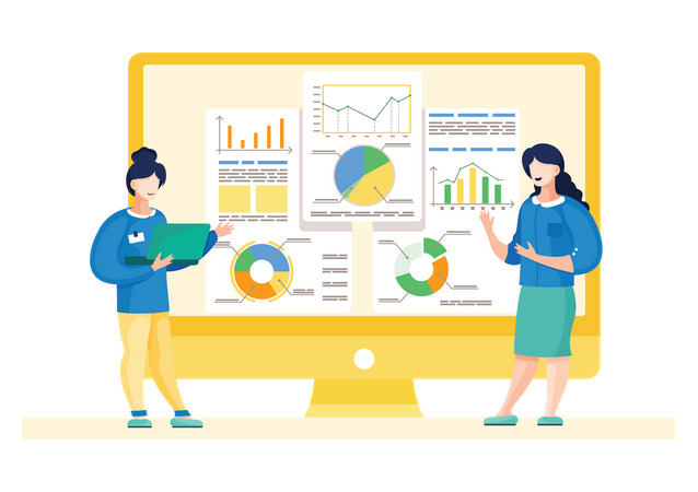 Gens d'affaires travaillant sur l'analyse  Illustration