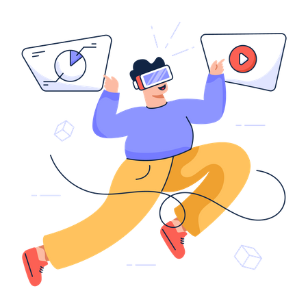 Gens d'affaires utilisant la technologie VR  Illustration