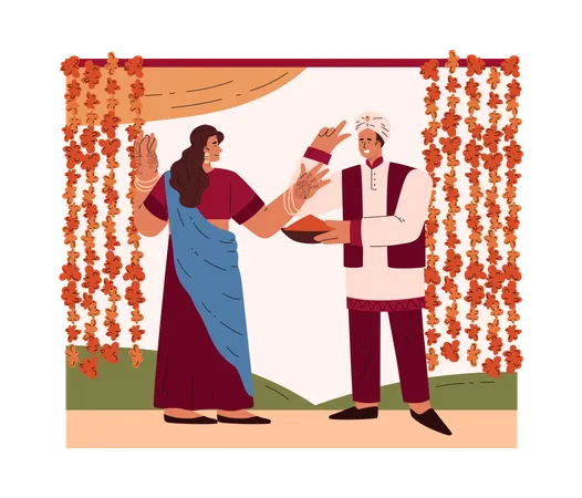 Des gens heureux à propos du mariage indien  Illustration