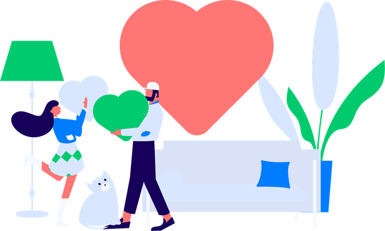 Des gens discutent le jour de la Saint-Valentin  Illustration