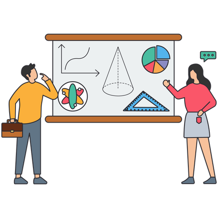 Personas aprendiendo la clase de matemáticas  Ilustración