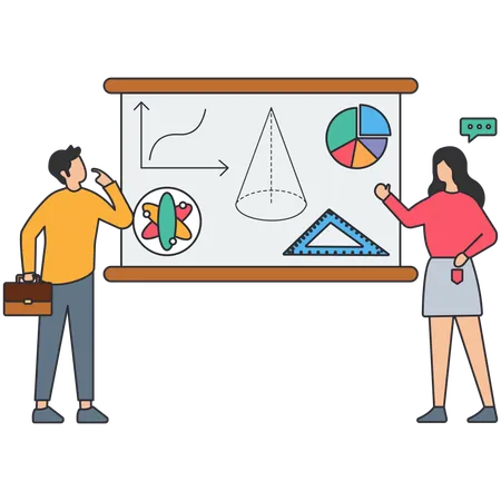 Personas aprendiendo la clase de matemáticas  Ilustración