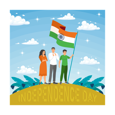 Personas celebrando el Día de la Independencia de la India  Ilustración