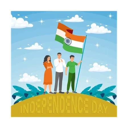 Personas celebrando el Día de la Independencia de la India  Ilustración