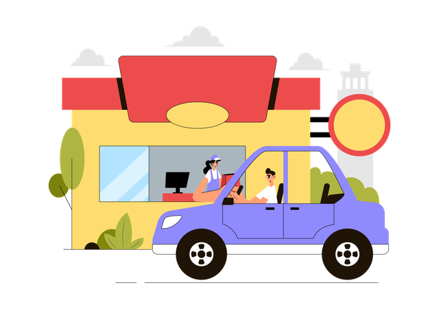 Personas celebrando el Día Nacional del Auto-Servicio  Ilustración