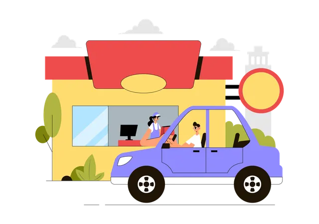 Personas celebrando el Día Nacional del Auto-Servicio  Ilustración