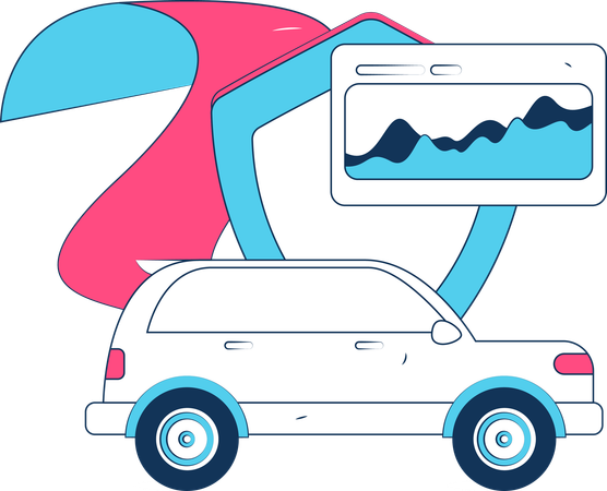 Personas hablando sobre la cobertura del automóvil  Ilustración