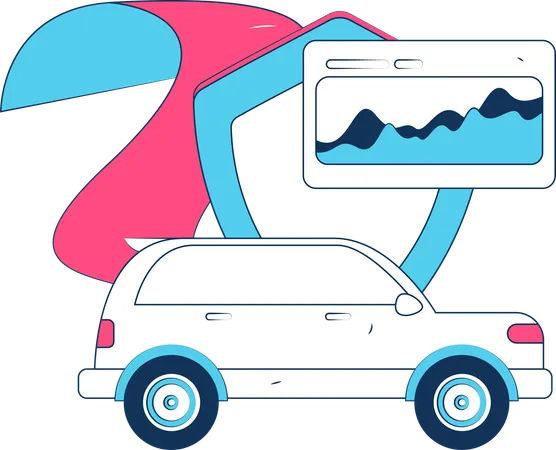 Personas hablando sobre la cobertura del automóvil  Ilustración