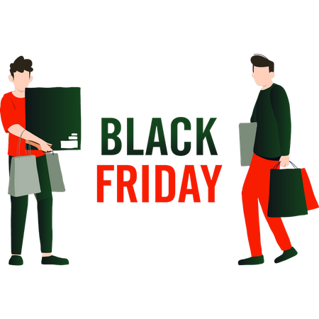 Gente de compras el viernes negro  Ilustración