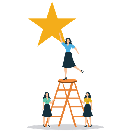 Gente de negocios alcanzando la excelencia  Ilustración