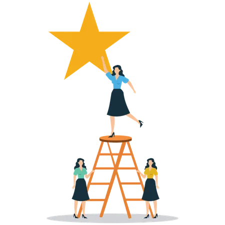 Gente de negocios alcanzando la excelencia  Ilustración