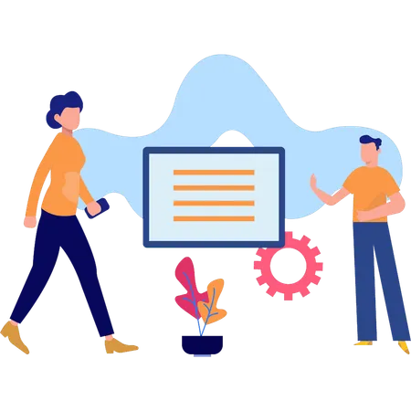 Gente de negocios señalando la configuración del documento  Ilustración