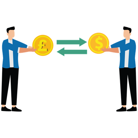 Gente de negocios haciendo cambio de divisas  Illustration