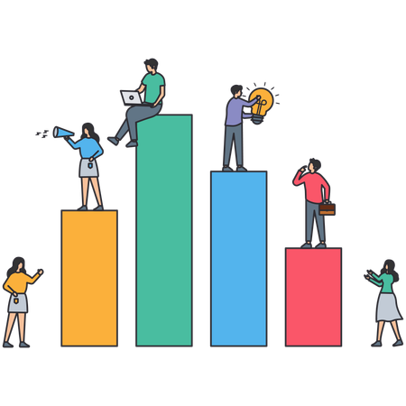 Gente de negocios haciendo monitoreo de datos  Ilustración