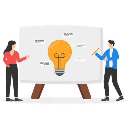 Gente de negocios presente idea de negocio  Ilustración