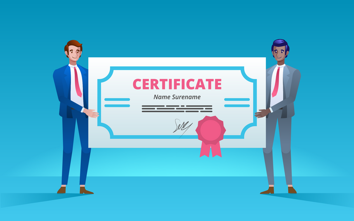 Gente de negocios con certificado  Ilustración