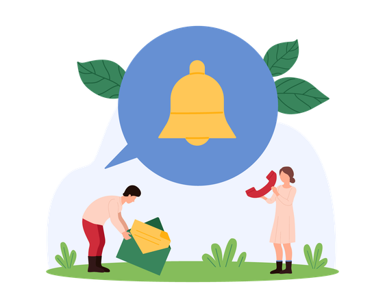 Personas de negocios recibiendo notificaciones en línea  Ilustración
