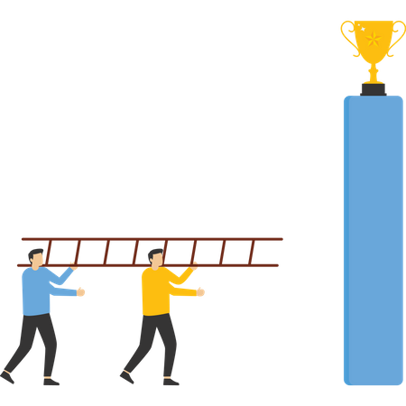 Los empresarios se ayudan unos a otros a subir la escalera del éxito  Ilustración