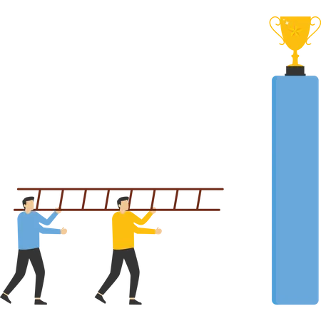 Los empresarios se ayudan unos a otros a subir la escalera del éxito  Ilustración