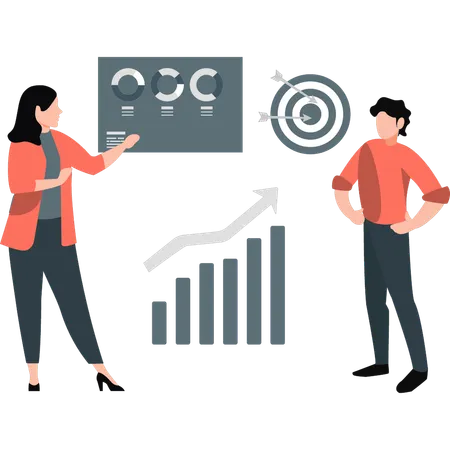 Gente de negocios trabajando en el análisis de datos empresariales  Ilustración