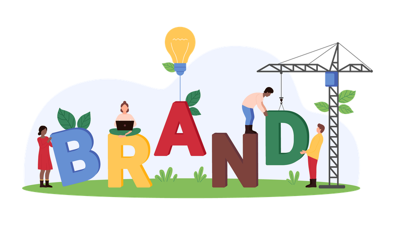 Gente de negocios trabajando en el desarrollo de marca  Ilustración