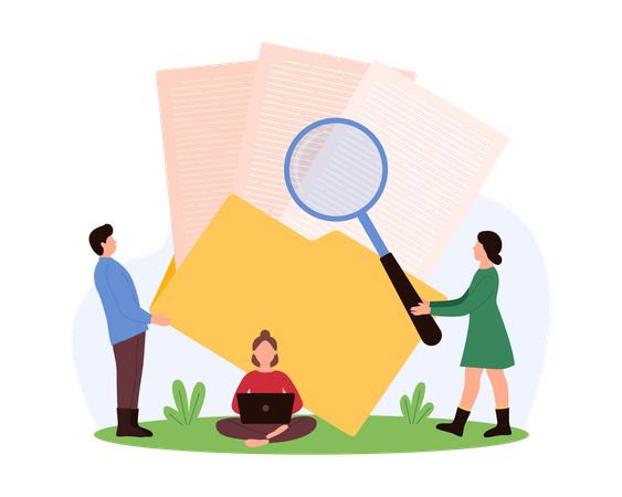 Gente de negocios trabajando en el papeleo de la organización.  Illustration