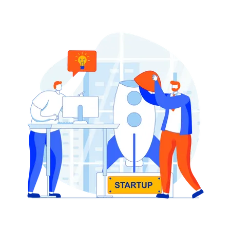 Gente de negocios trabajando en startup  Ilustración