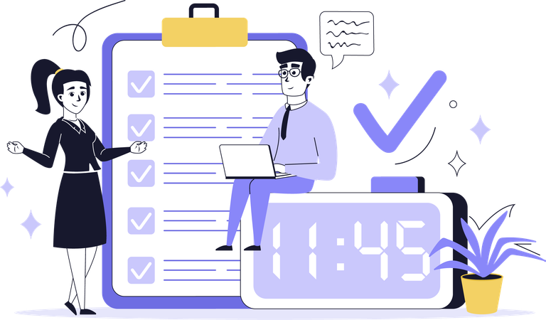 Gente de negocios trabajando en un plazo de negocios  Ilustración