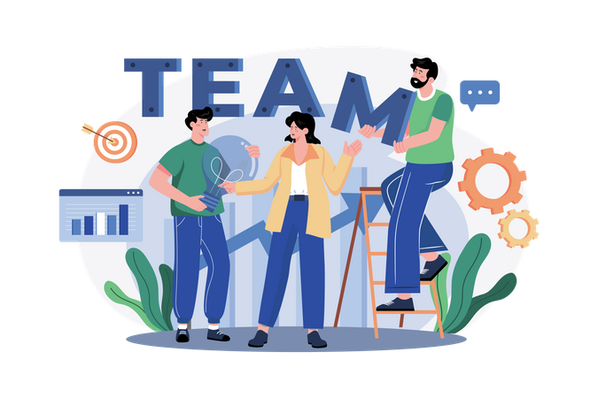 Gente de negocios trabajando juntos como equipo  Illustration