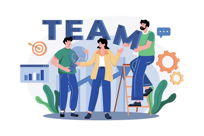 Gente de negocios trabajando juntos como equipo  Illustration