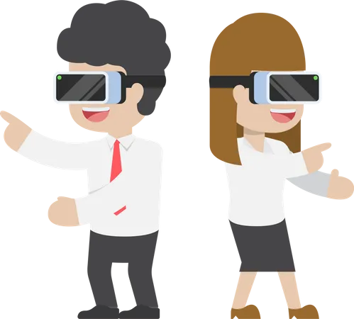 Gente de negocios que utiliza tecnología VR  Ilustración