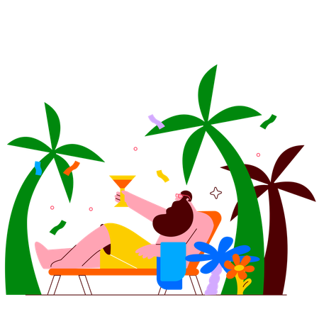 Gente disfrutando de las vacaciones navideñas yendo a la playa y relajándose  Ilustración