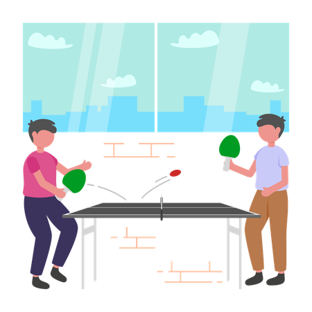 Gente disfrutando de un espacio de trabajo divertido  Ilustración