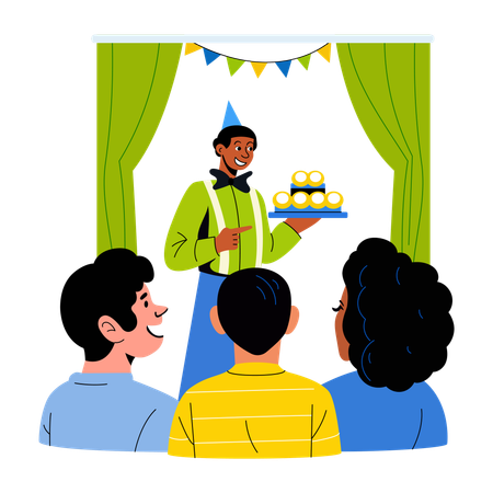 Gente disfrutando de una fiesta de cumpleaños  Illustration