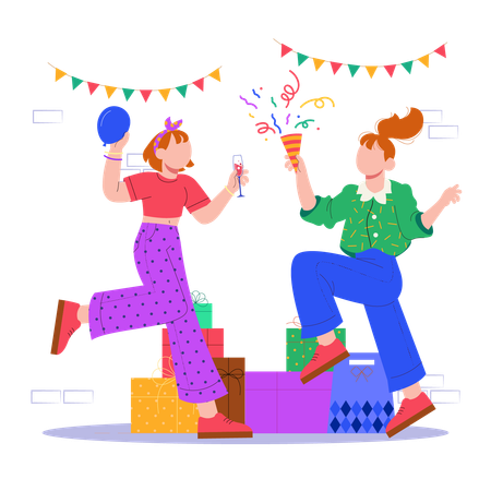 Gente disfrutando de la fiesta de año nuevo  Ilustración