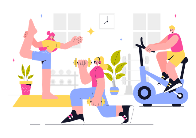 Gente en el gimnasio  Illustration