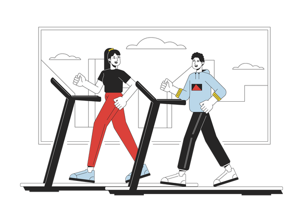 Gente en la cinta de correr  Illustration