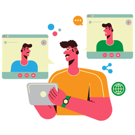 Personas hablando por videollamada  Illustration